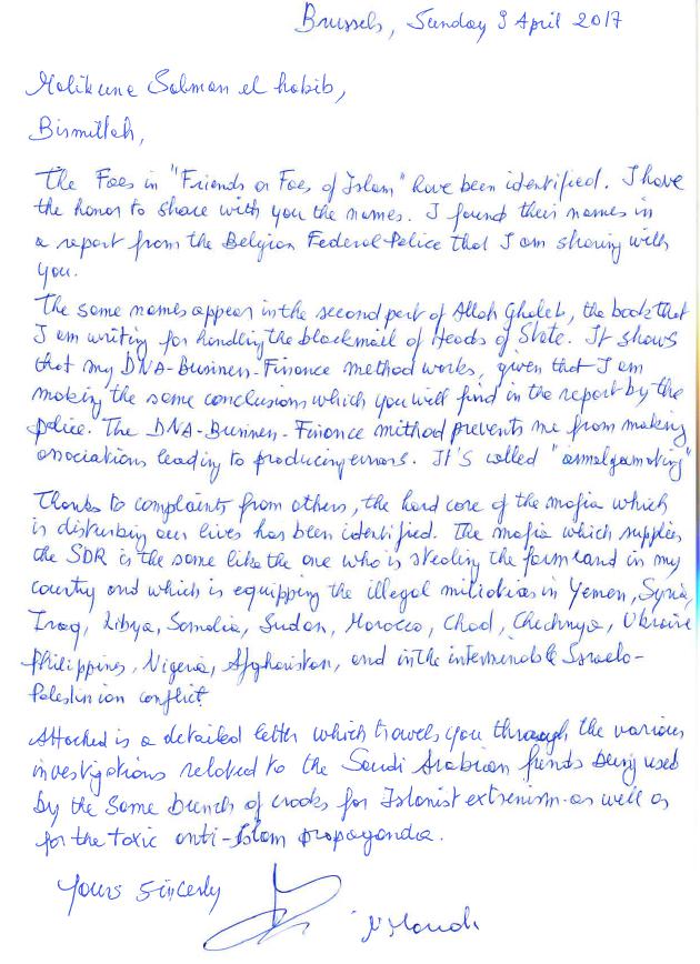 letter to King Salman_9 April 2017_The Enemy Has a Name