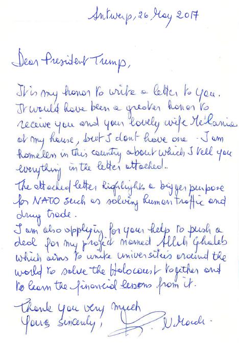 Letter to Donald Trump about the way of working of the Belgian State_26 May 2017