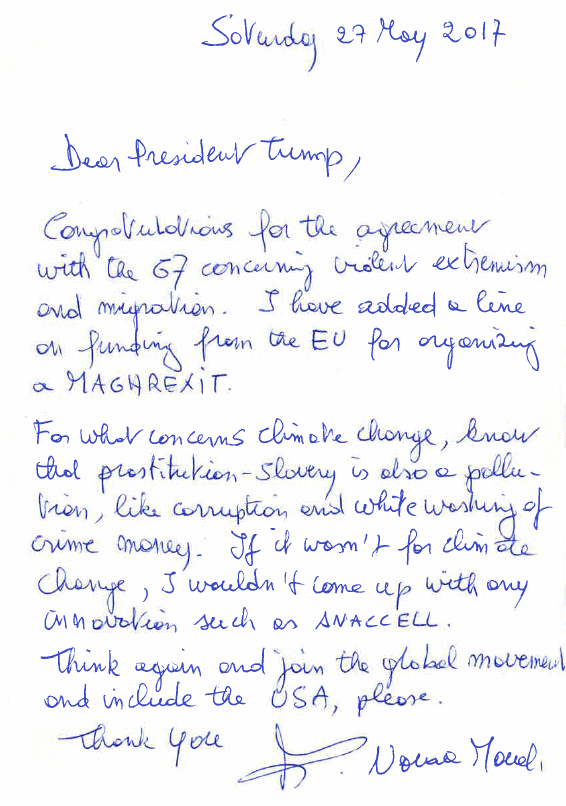 Pres Trump 27 May 2017 on Climate Change Maghrexit and Violent Extremism