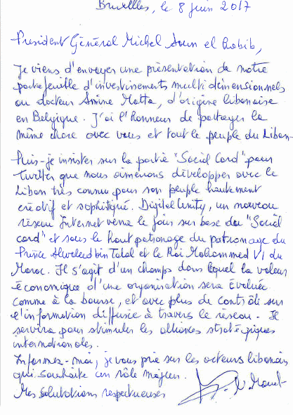 Lettre au President Aoun_8 Juin 2017_portfolio multidimensionnel - matta