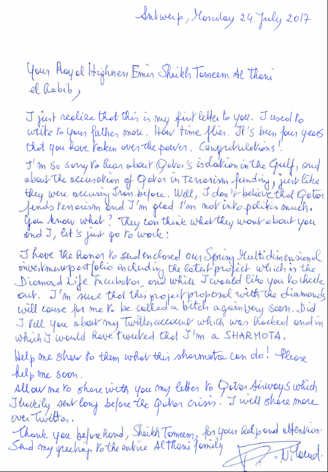 Sheikh Tameem AL THANI_24 July 2017_multidimensional portfolio and Diamond Life incubator