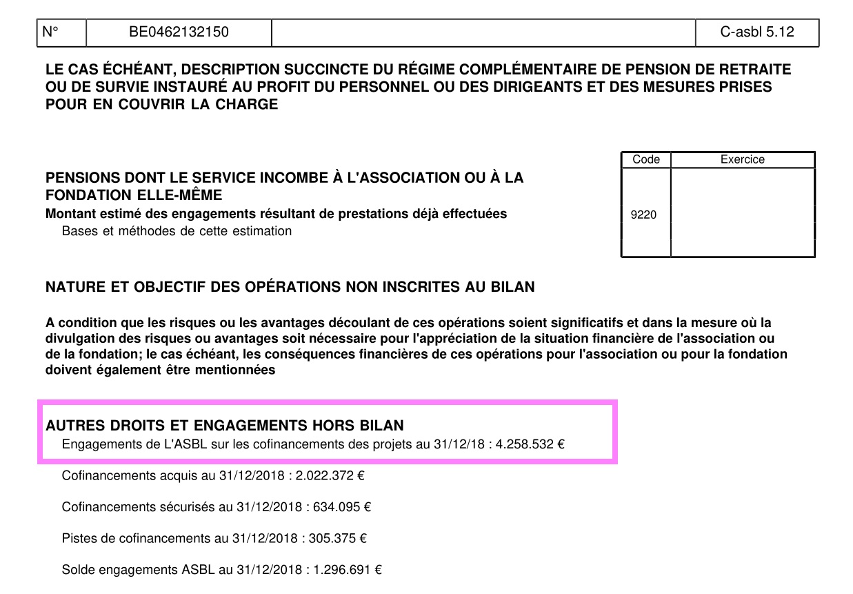 Bilan 2019 CRB_page 20_confinancement de projets comme engagement hors bilan