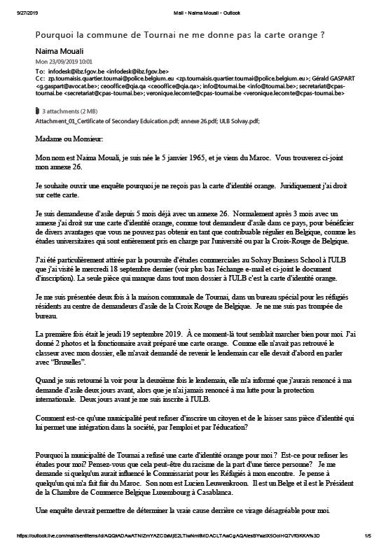 Pourquou la commune de tournai ne me donne pas de carte identité